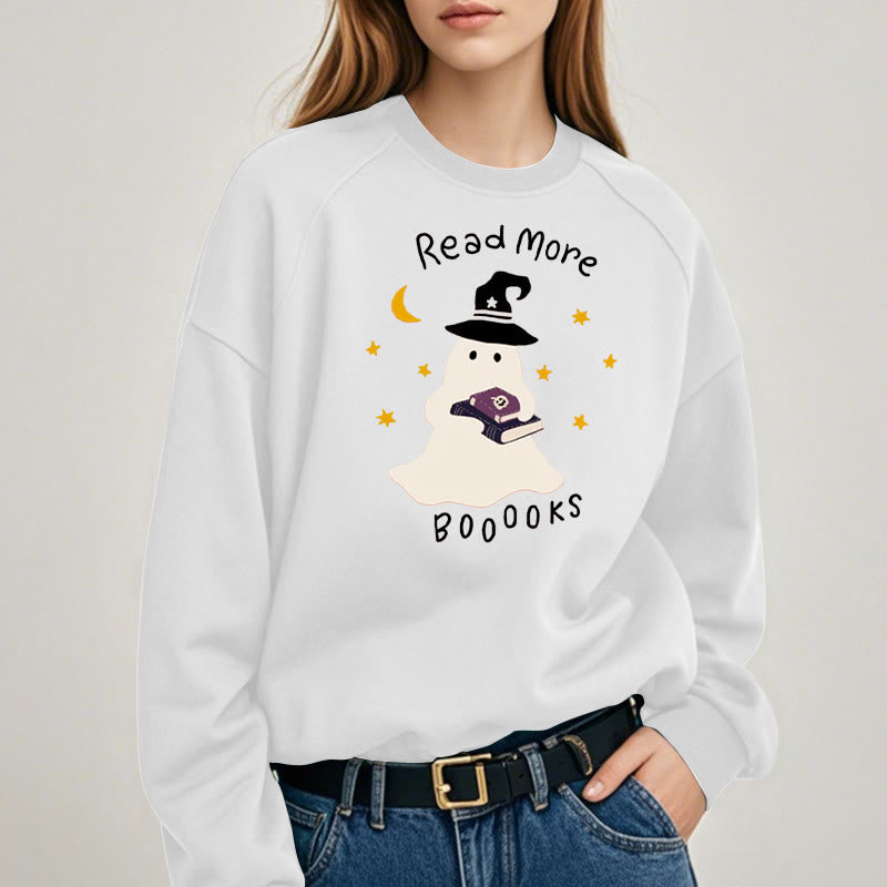 READ MORE BOOOOKS Cute Ghost Womens Crewneck Sweatshirt Pullover