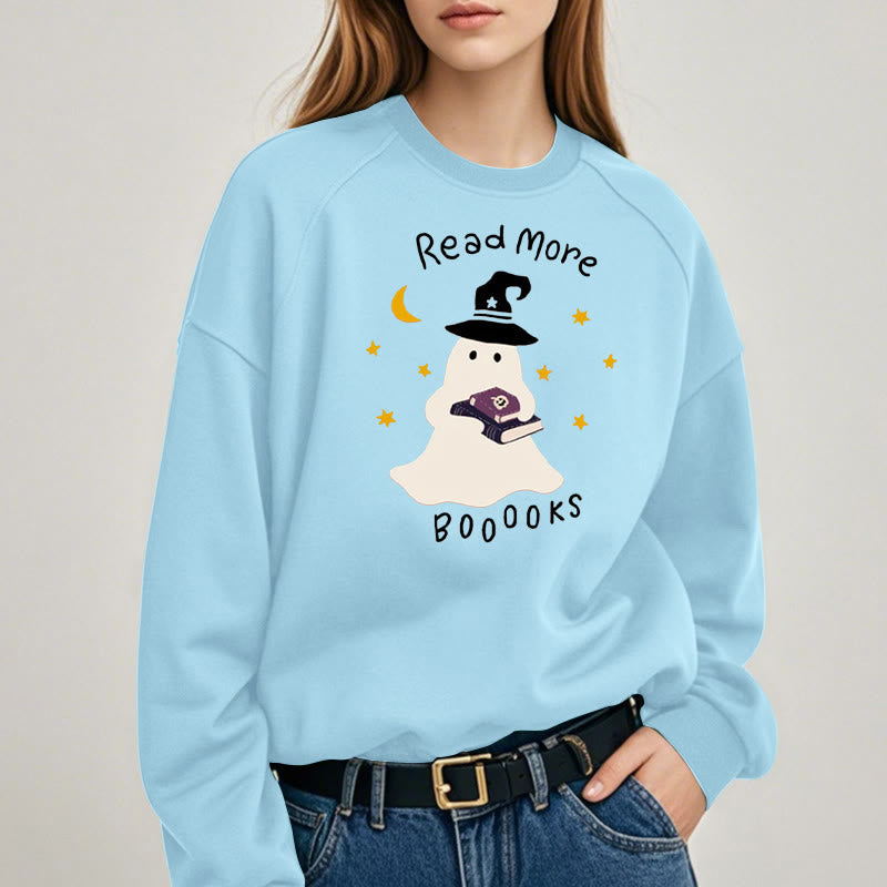 READ MORE BOOOOKS Cute Ghost Womens Crewneck Sweatshirt Pullover