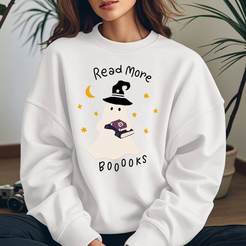 READ MORE BOOOOKS Cute Ghost Womens Crewneck Sweatshirt Pullover