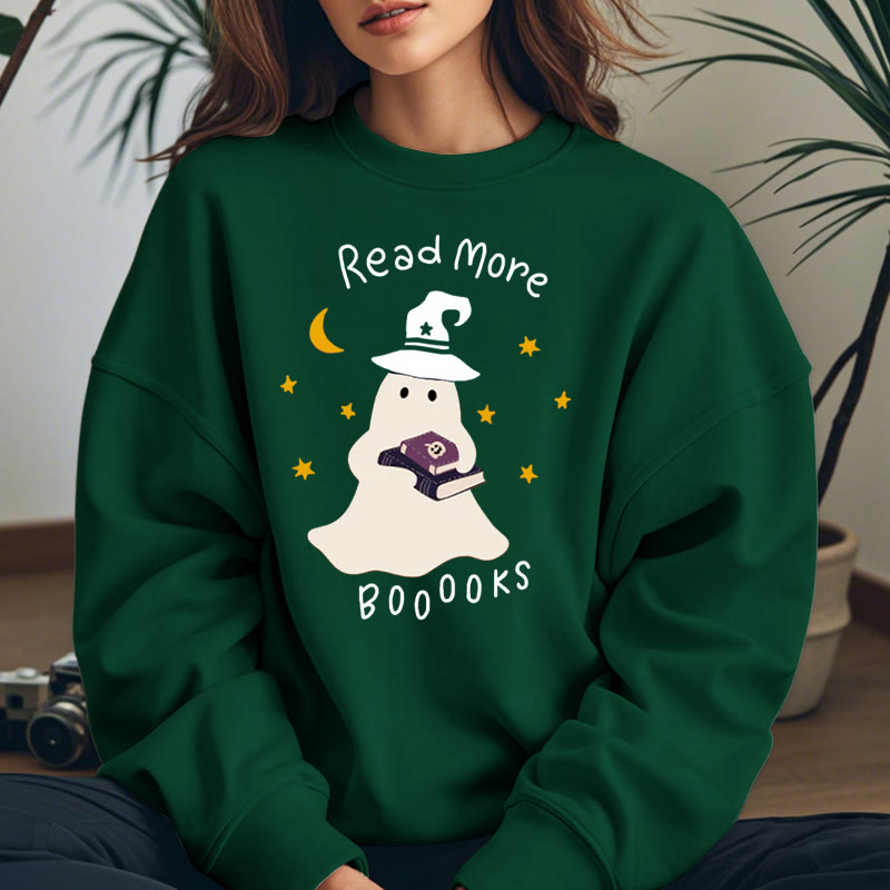 READ MORE BOOOOKS Cute Ghost Womens Crewneck Sweatshirt Pullover