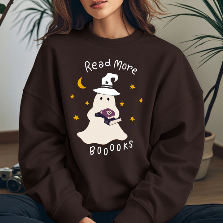 READ MORE BOOOOKS Cute Ghost Womens Crewneck Sweatshirt Pullover