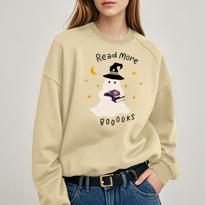 READ MORE BOOOOKS Cute Ghost Womens Crewneck Sweatshirt Pullover