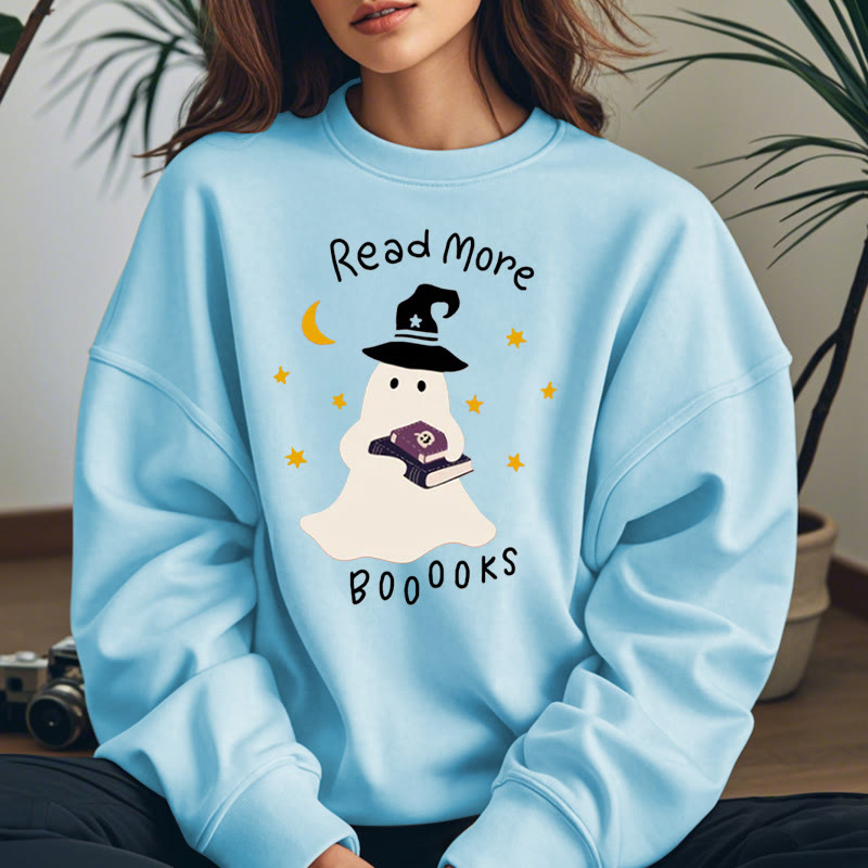 READ MORE BOOOOKS Cute Ghost Womens Crewneck Sweatshirt Pullover