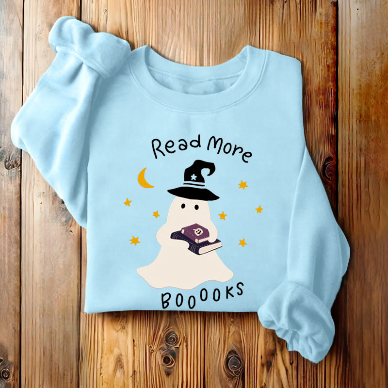 READ MORE BOOOOKS Cute Ghost Womens Crewneck Sweatshirt Pullover