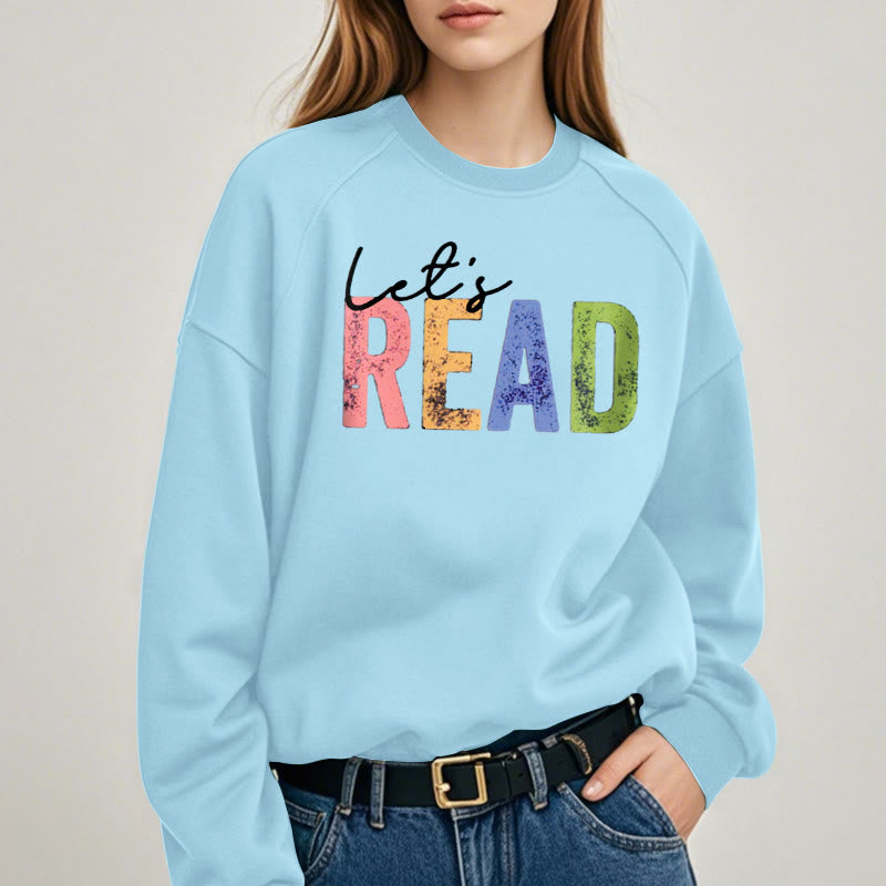 LET'S READ Bookish Womens Crewneck Sweatshirt Pullover