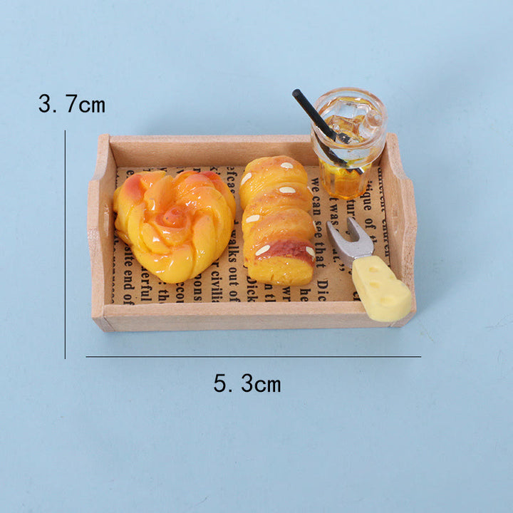 Miniatures Bread Jam Milk Model Set Artificial Mini Food For Dollhouse