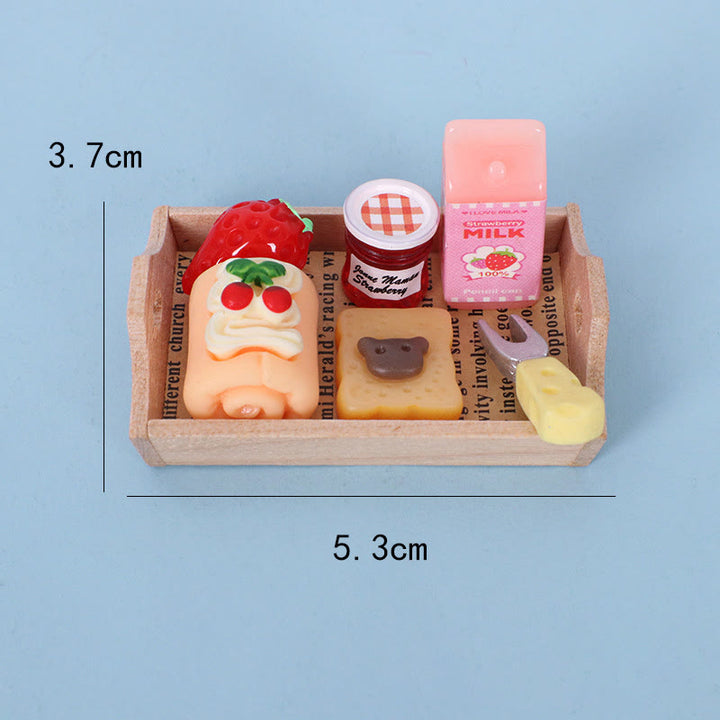 Miniatures Bread Jam Milk Model Set Artificial Mini Food For Dollhouse
