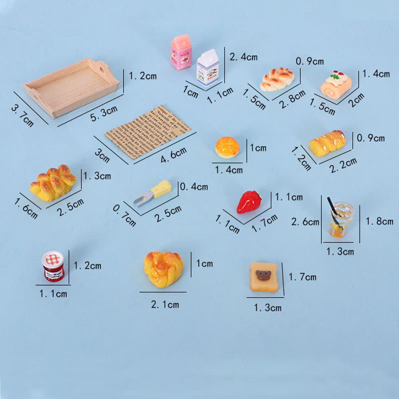 Miniatures Bread Jam Milk Model Set Artificial Mini Food For Dollhouse