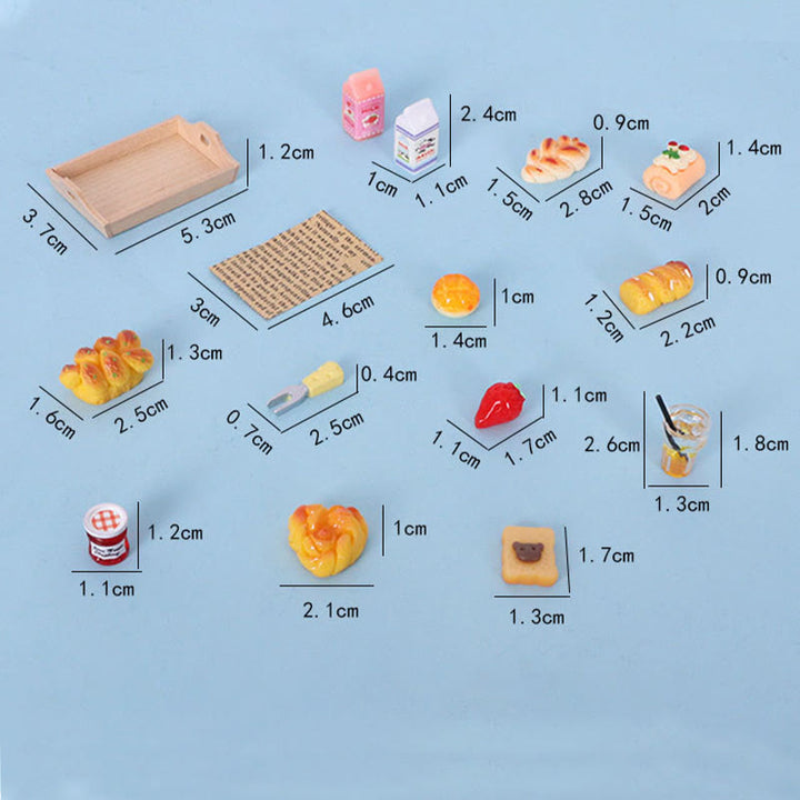 Miniatures Bread Jam Milk Model Set Artificial Mini Food For Dollhouse