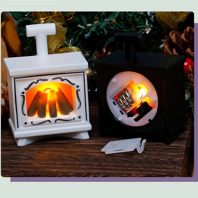 Miniatures Flame Fireplace Light Vintage Artificial Dollhouse Ornament For Kids