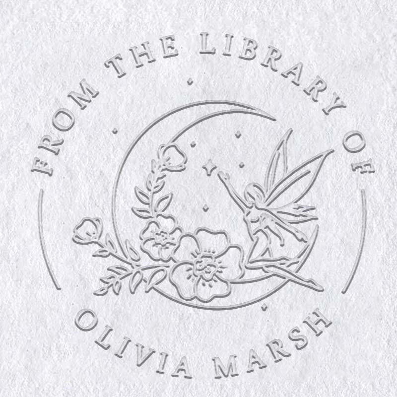 Personalized Book Embosser Flying Fairy Custom Text For Writers