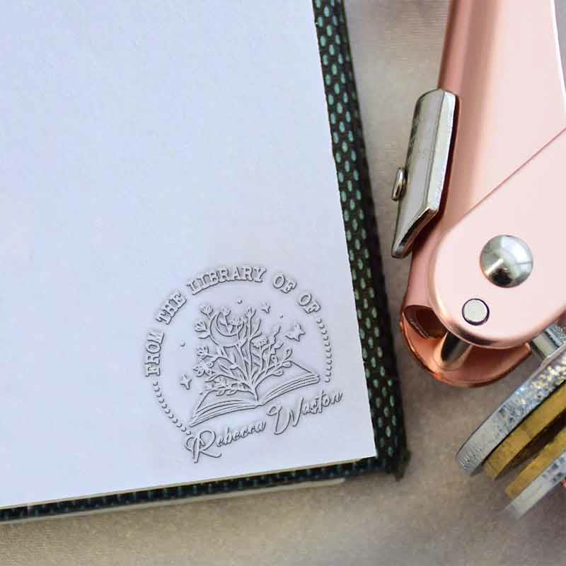Personalized Book Embosser Moonlight Reading Custom Text For Writers