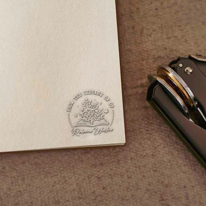 Personalized Book Embosser Moonlight Reading Custom Text For Writers