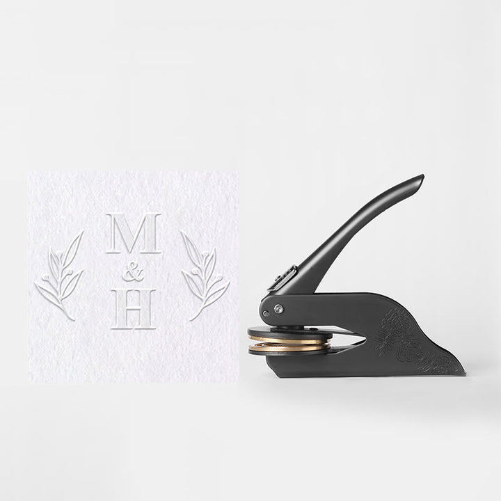 Custom Monogram Seal Embosser Initials Hand-held Embossing Stamp