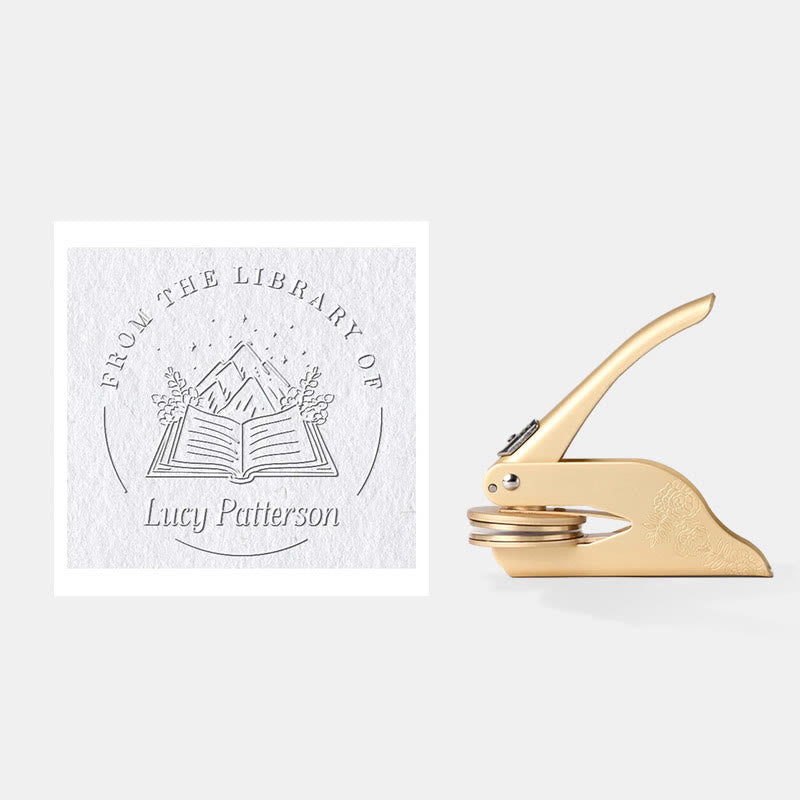 Personalized Mountain Valley Book Embosser Stamp With Name And Text