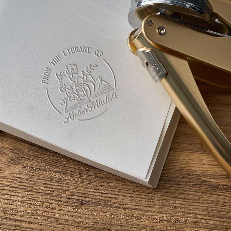 Personalized Skull And Plants Book Embosser Stamp With Name