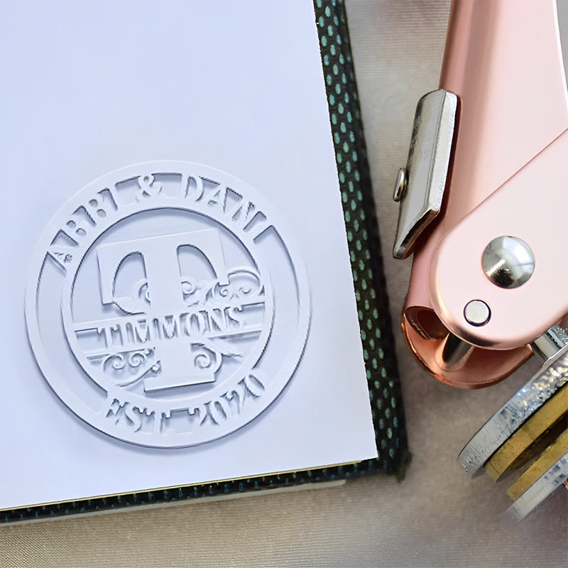 Personalized Wedding Monogram Book Embosser Stamp With Name For Writers