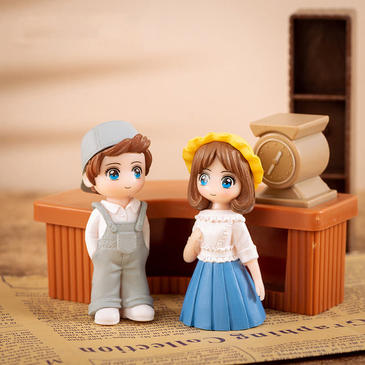 Miniatures Sweat Couples Set Artificial Mini Characters For Dollhouse