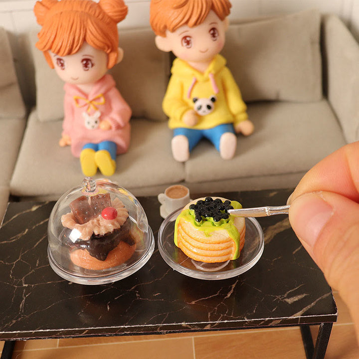 Miniatures Cake Coffee Tray Set Artificial Mini Food Set For Dollhouse