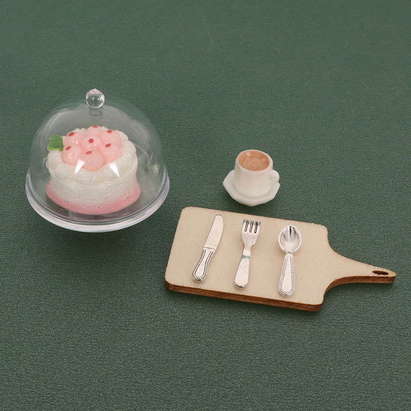 Miniatures Cake Coffee Tray Set Artificial Mini Food Set For Dollhouse