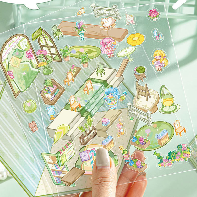 Cute Landscaping Series Stickers Relief 3D Journaling Stickers