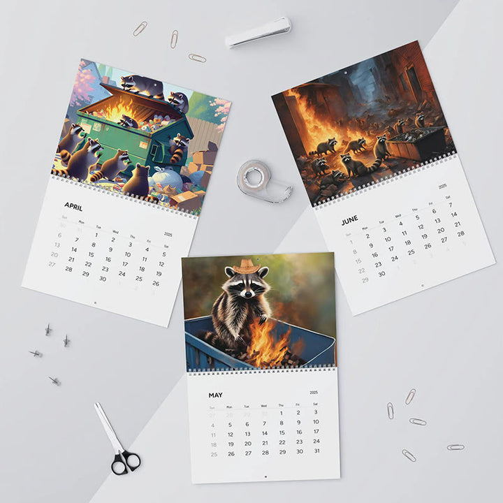 2025 Raccoon Dumpster Fire Lunar Calendar 12 Months Calendars New Year Gift