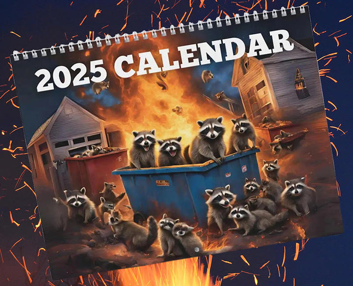 2025 Raccoon Dumpster Fire Lunar Calendar 12 Months Calendars New Year Gift