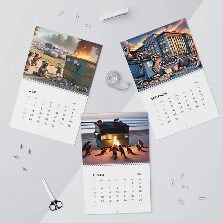 2025 Raccoon Dumpster Fire Lunar Calendar 12 Months Calendars New Year Gift
