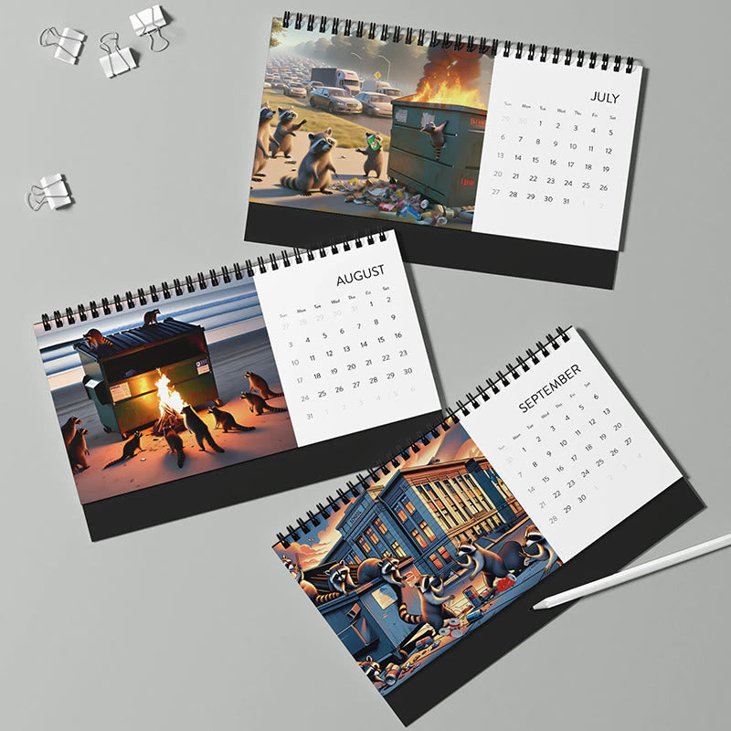 2025 Raccoon Dumpster Fire Lunar Calendar 12 Months Calendars New Year Gift