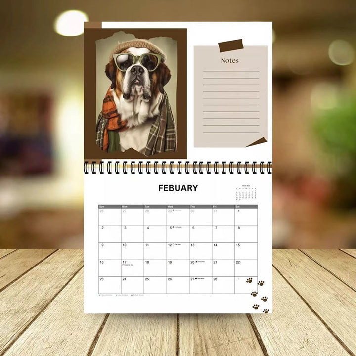 2025 A Dog With Glasses Lunar Calendar 12 Months Calendars New Year Gift