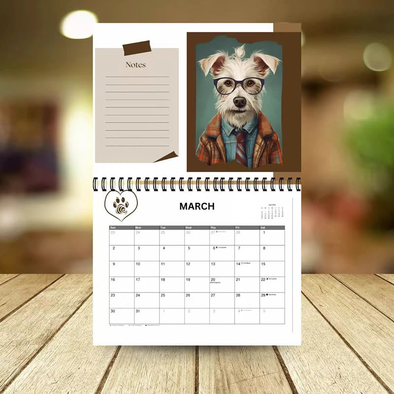 2025 A Dog With Glasses Lunar Calendar 12 Months Calendars New Year Gift