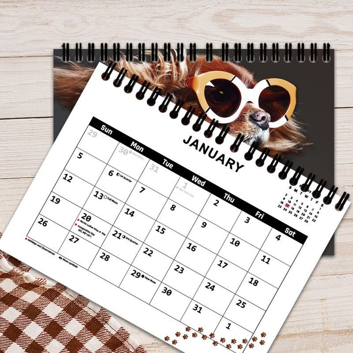 2025 A Dog With Glasses Lunar Calendar 12 Months Calendars New Year Gift