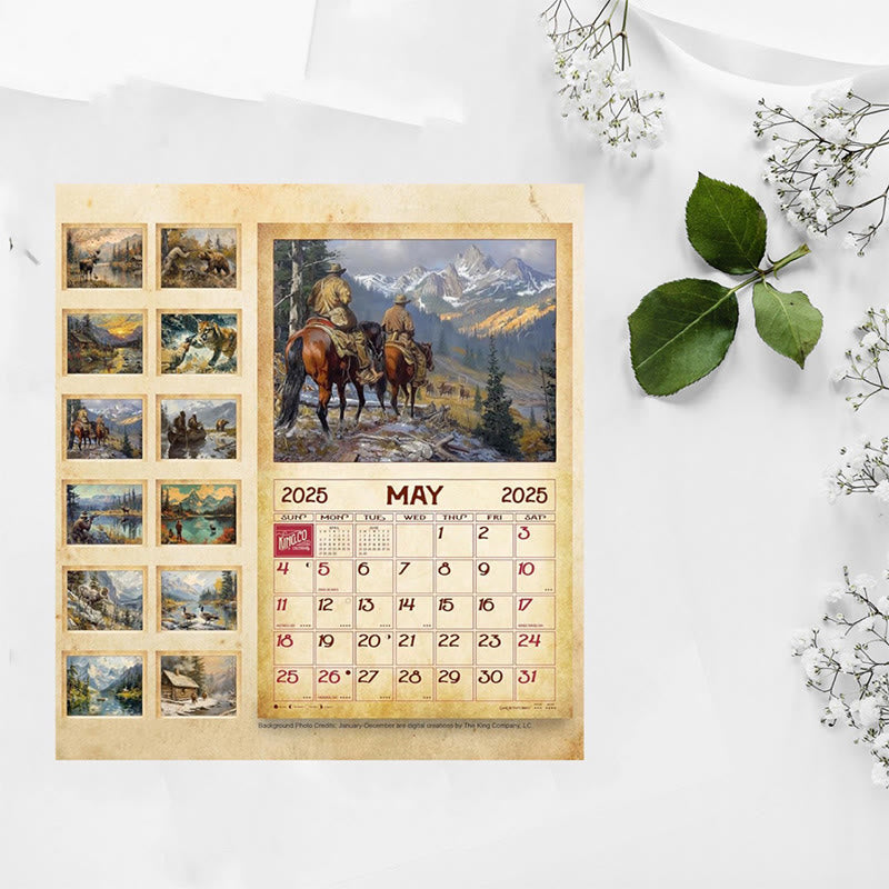 2025 Vintage Hunting Lunar Calendar 12 Months Calendars New Year Gift