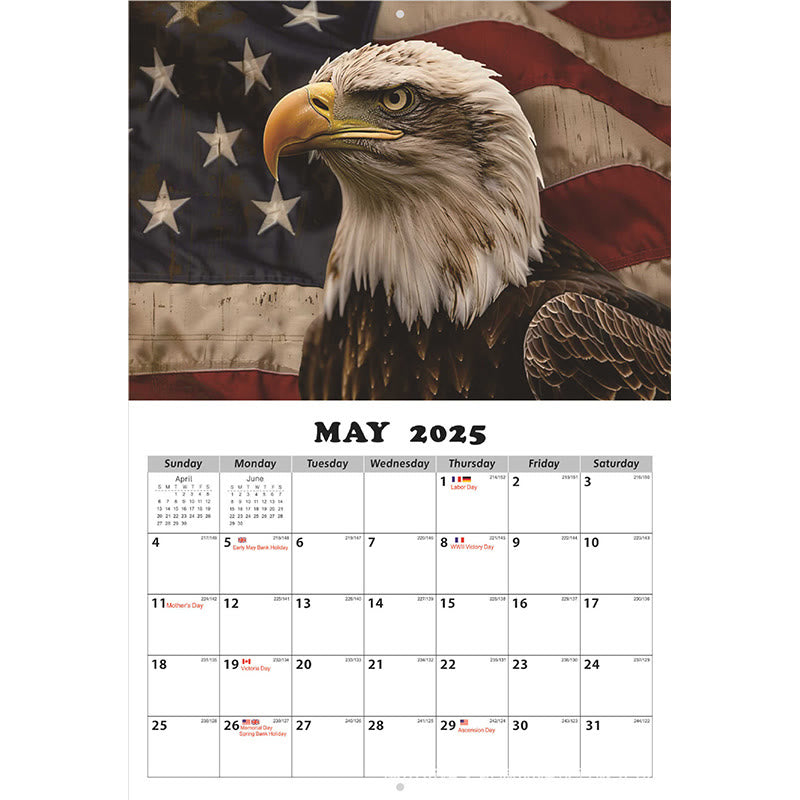 2025 Flag And Eagle Lunar Calendar 12 Months Calendars New Year Gift