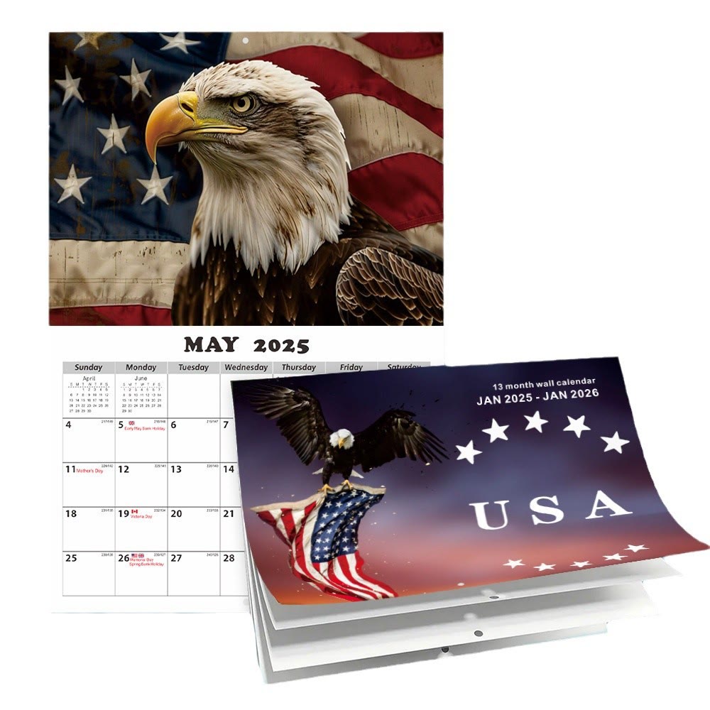 2025 Flag And Eagle Lunar Calendar 12 Months Calendars New Year Gift