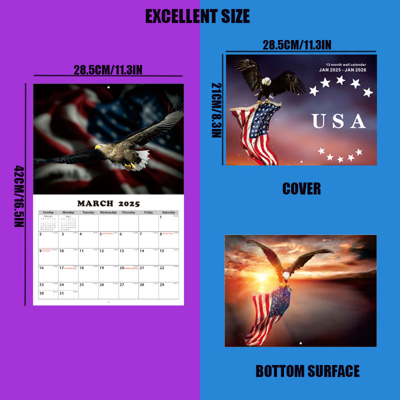 2025 Flag And Eagle Lunar Calendar 12 Months Calendars New Year Gift