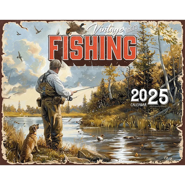 2025 Retro Fishing Wall Lunar Calendar 12 Months Calendars New Year Gift