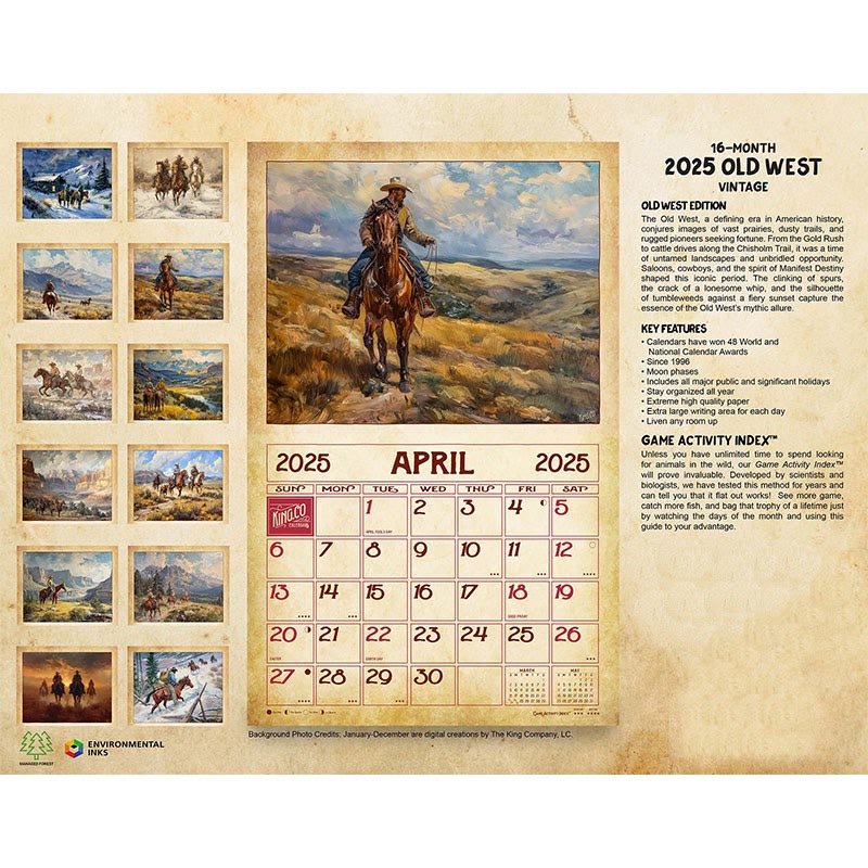 2025 Old West Lunar Calendar 12 Months Calendars New Year Gift
