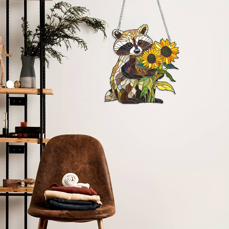 Red Panda Stained Acrylic Window Hangings Suncatcher Panel For Home Decor