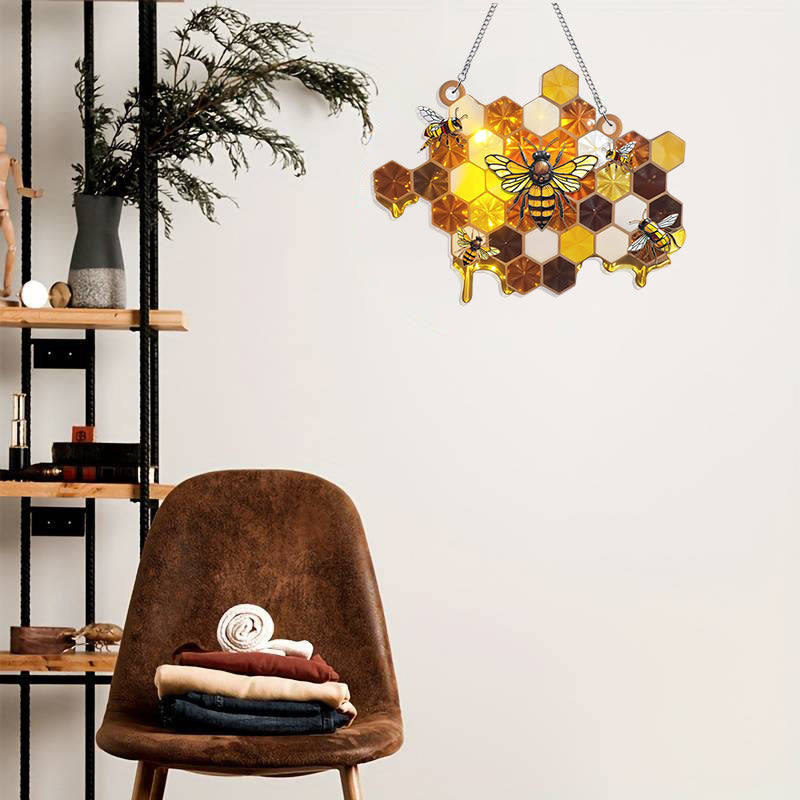 Honey Bee Acrylic Window Hangings Suncatcher Panel For Home Decor