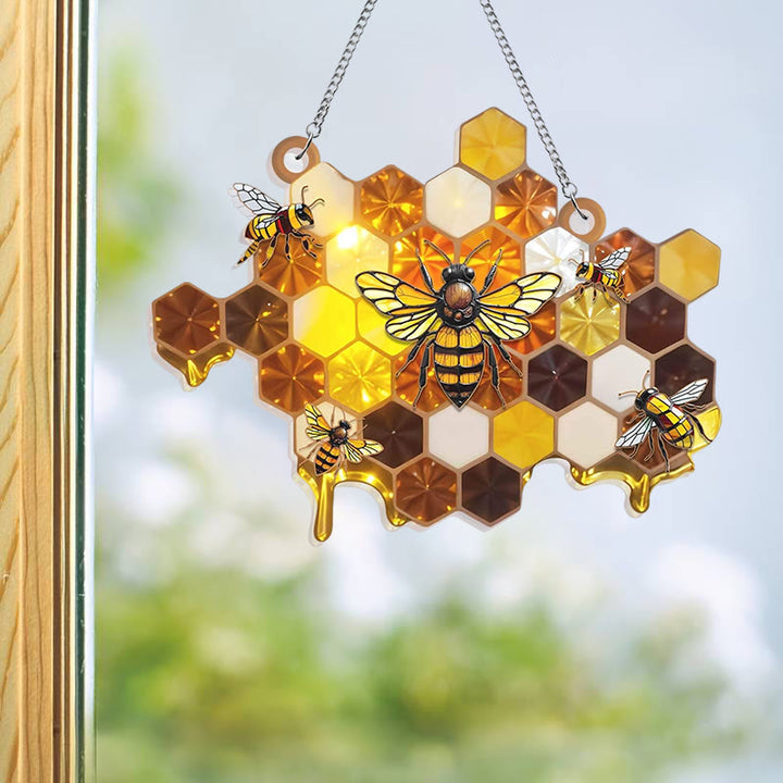 Honey Bee Acrylic Window Hangings Suncatcher Panel For Home Decor