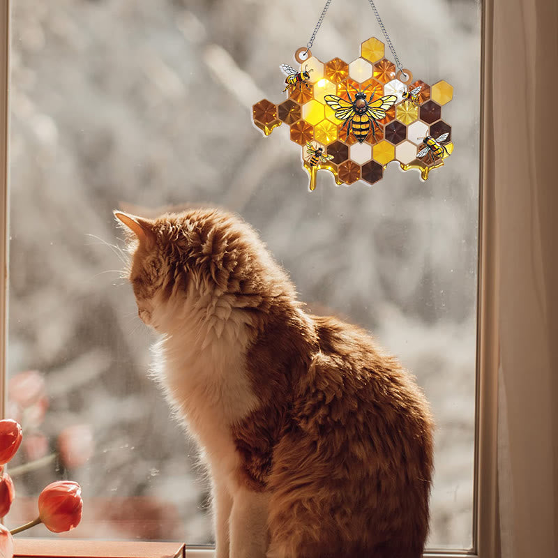 Honey Bee Acrylic Window Hangings Suncatcher Panel For Home Decor