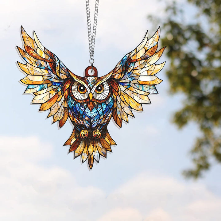 Flying Owl Acrylic Window Hangings Suncatcher Panel For Home Decor
