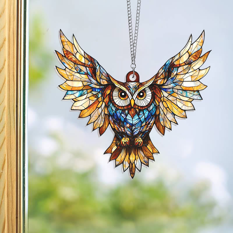 Flying Owl Acrylic Window Hangings Suncatcher Panel For Home Decor