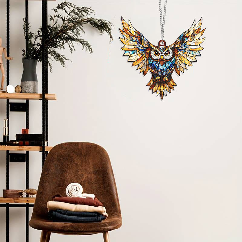 Flying Owl Acrylic Window Hangings Suncatcher Panel For Home Decor