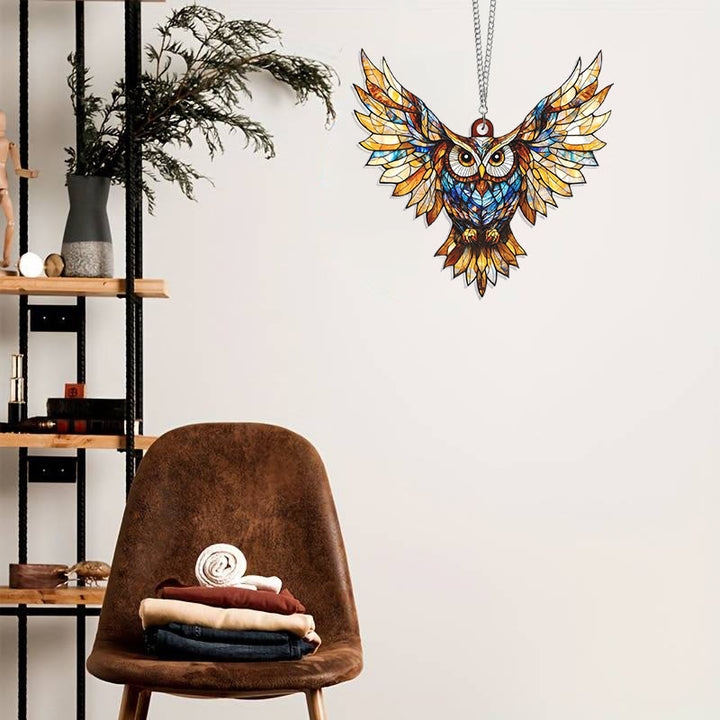 Flying Owl Acrylic Window Hangings Suncatcher Panel For Home Decor