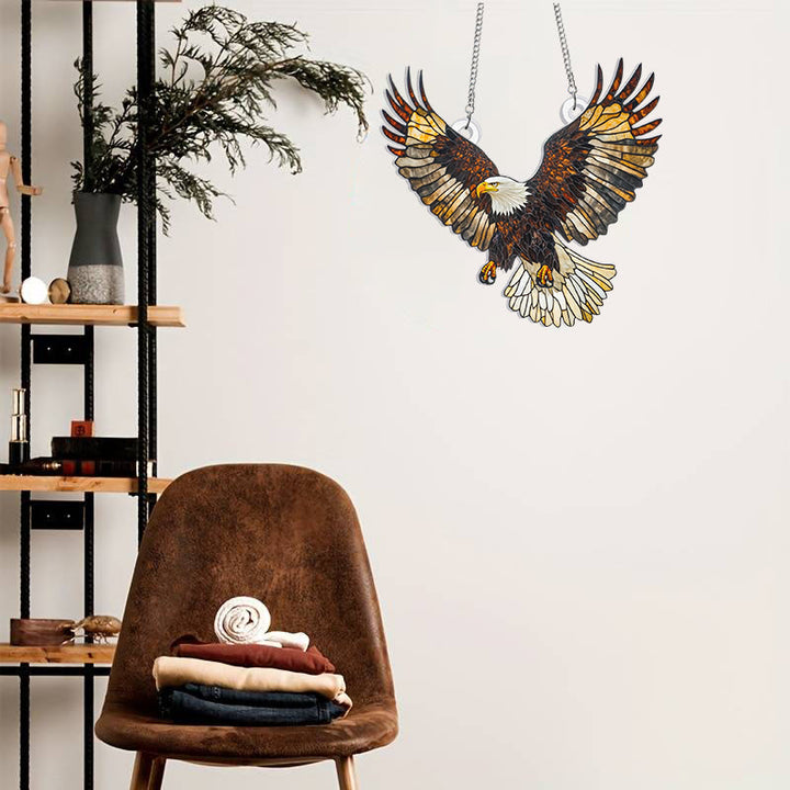 Flying Eagle Stained Acrylic Window Hangings Suncatcher Panel For Home Decor