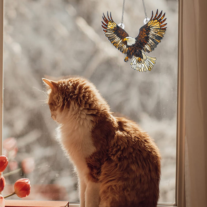 Flying Eagle Stained Acrylic Window Hangings Suncatcher Panel For Home Decor