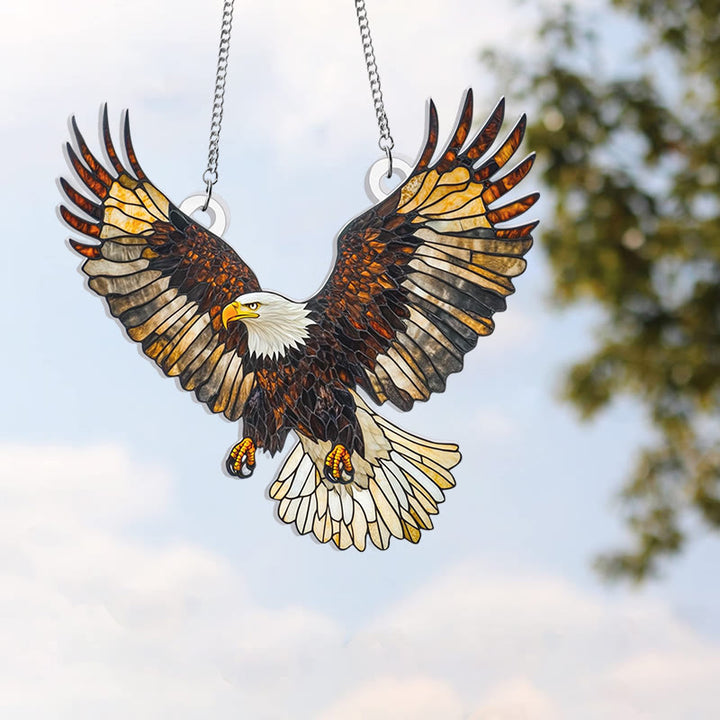 Flying Eagle Stained Acrylic Window Hangings Suncatcher Panel For Home Decor