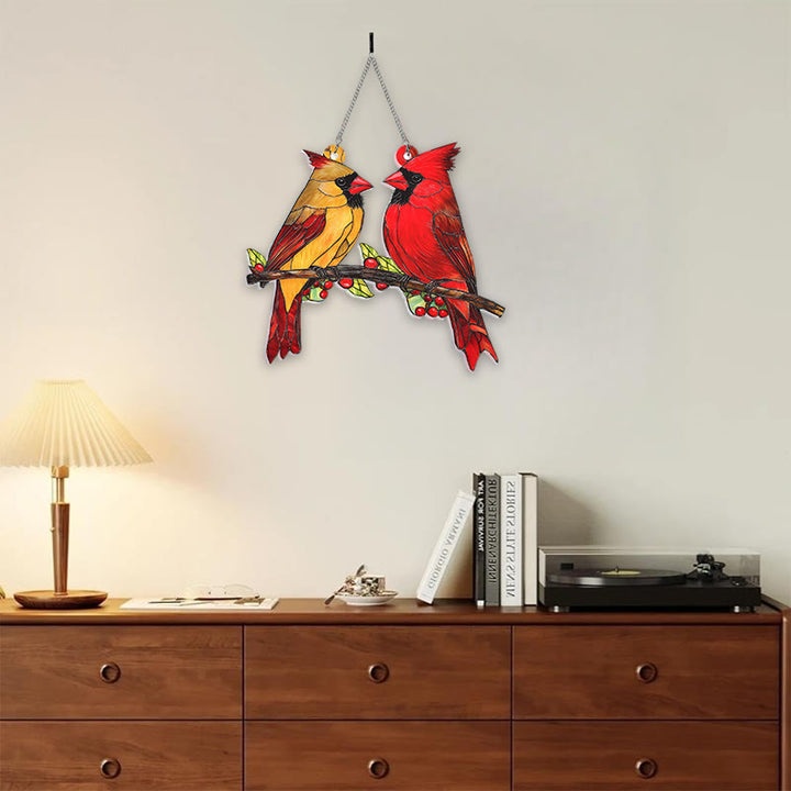 Bird Couples Stained Acrylic Window Hangings Suncatcher Panel For Home Decor
